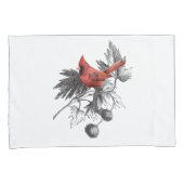 レッド（鳥）ショウジョウコウカンチョウオンブラック&ホワイトブランチ 枕カバー (正面右)