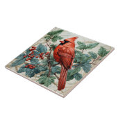 レッド（鳥）ショウジョウコウカンチョウオンベリーブッシュ タイル (側面)