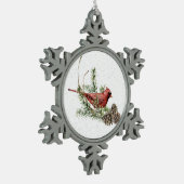 レッド(鳥)ショウジョウコウカンチョウオーナメント スノーフレークピューターオーナメント (左)