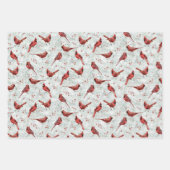 レッド（鳥）ショウジョウコウカンチョウクリスマスウィンターホリデー ラッピングペーパーシート (正面)