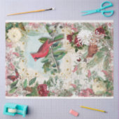 レッド(鳥)ショウジョウコウカンチョウクリスマスウィンターミュージックバラ金ゴールド 薄葉紙 (クラフト)