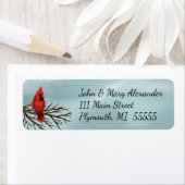 レッド(鳥)ショウジョウコウカンチョウクリスマスエンベロープ差出人住所ラボ ラベル (インサイチュ)