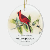 レッド（鳥）ショウジョウコウカンチョウクリスマスツリー セラミックオーナメント (左)