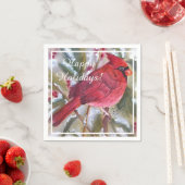 レッド(鳥)ショウジョウコウカンチョウクリスマスパーティー スタンダードカクテルナプキン (インサイチュ)