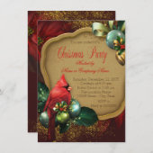 レッド（鳥）ショウジョウコウカンチョウクリスマスパーティー 招待状 (正面/裏面)