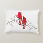 レッド(鳥)ショウジョウコウカンチョウクリスマスベリーブランチ アクセントクッション (裏面)