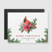 レッド（鳥）ショウジョウコウカンチョウクリスマスホリデイ磁気カード (正面/裏面)