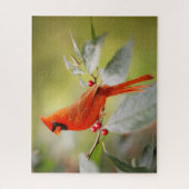 レッド（鳥）ショウジョウコウカンチョウクリスマスホリデーズ自然 ジグソーパズル (縦)