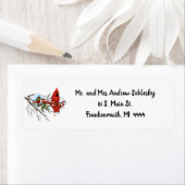 レッド（鳥）ショウジョウコウカンチョウクリスマス差出人住所ラベル ラベル (インサイチュ)