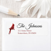 レッド(鳥)ショウジョウコウカンチョウクリスマス差出人住所ラベル ラベル (インサイチュ)