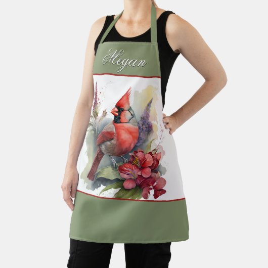 レッド（鳥）ショウジョウコウカンチョウクリスマス エプロン (インサイチュ)