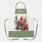 レッド（鳥）ショウジョウコウカンチョウクリスマス エプロン (正面)