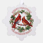 レッド（鳥）ショウジョウコウカンチョウクリスマス オーナメントカード (裏面)
