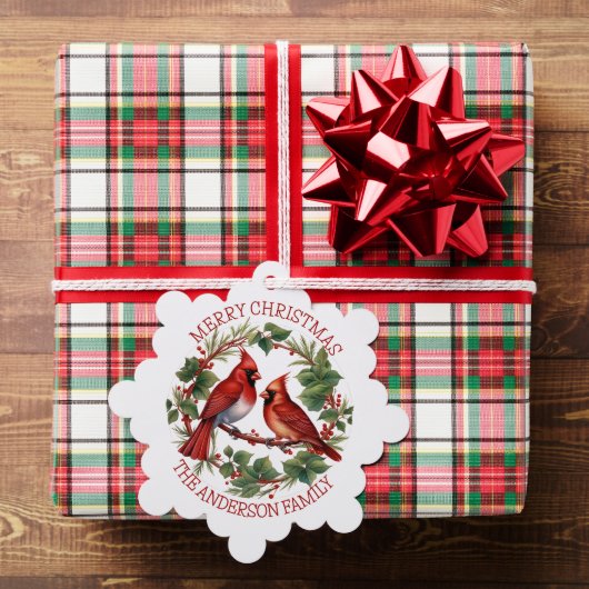 レッド（鳥）ショウジョウコウカンチョウクリスマス オーナメントカード (インサイチュ (ギフト))