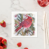 レッド（鳥）ショウジョウコウカンチョウクリスマス スタンダードカクテルナプキン (インサイチュ)