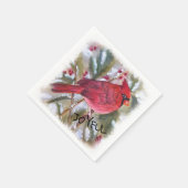 レッド（鳥）ショウジョウコウカンチョウクリスマス スタンダードカクテルナプキン (角)