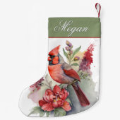 レッド（鳥）ショウジョウコウカンチョウクリスマス スモールクリスマスストッキング (裏面)