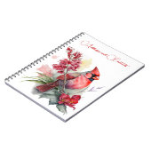 レッド（鳥）ショウジョウコウカンチョウクリスマス ノートブック (左側)