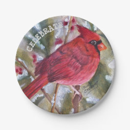 レッド（鳥）ショウジョウコウカンチョウクリスマス ペーパープレート