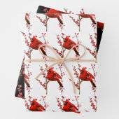 レッド（鳥）ショウジョウコウカンチョウクリスマス、冬の休日 ラッピングペーパーシート (インサイチュ)