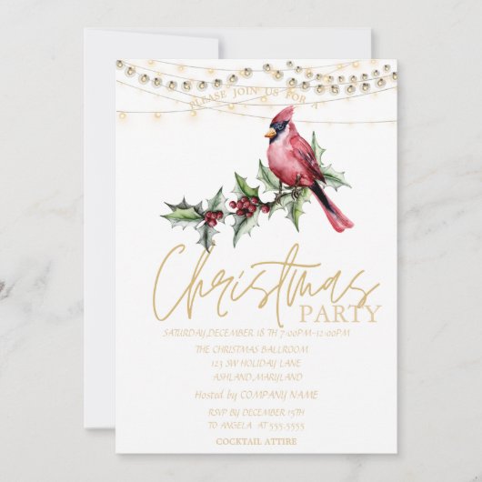 レッド(鳥)ショウジョウコウカンチョウスターズレッドクリスマス 招待状 (正面)