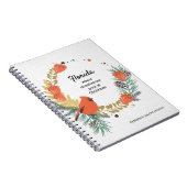 レッド（鳥）ショウジョウコウカンチョウストロベリークリスマスリース ノートブック (右側)