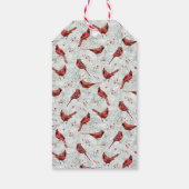 レッド(鳥)ショウジョウコウカンチョウスノウィーパインブランチクリスマス ギフトタグ (裏面)