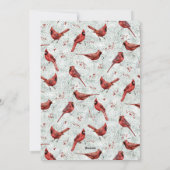 レッド(鳥)ショウジョウコウカンチョウスノウィーパインブランチクリスマス シーズンカード (裏面)