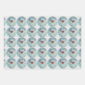 レッド(鳥)ショウジョウコウカンチョウスノーウィンターアートラップクラフト紙 ラッピングペーパーシート (正面2)