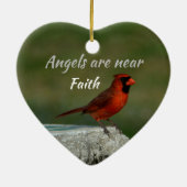 レッド(鳥)ショウジョウコウカンチョウセラミック記念ハートオーナメント セラミックオーナメント (裏面)