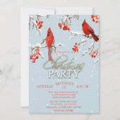 レッド（鳥）ショウジョウコウカンチョウツリーブランチクリスマス 招待状 (正面)