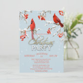 レッド（鳥）ショウジョウコウカンチョウツリーブランチクリスマス 招待状 (スタンド正面)