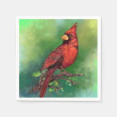 レッド（鳥）ショウジョウコウカンチョウナプキンス スタンダードカクテルナプキン (正面)