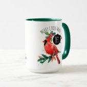 レッド(鳥)ショウジョウコウカンチョウハッピーニューイヤー&メリークリスマス マグカップ (正面右)