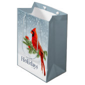 レッド（鳥）ショウジョウコウカンチョウハッピーホリデーズ抱き枕 ミディアムペーパーバッグ (正面アングル)