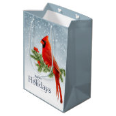 レッド（鳥）ショウジョウコウカンチョウハッピーホリデーズ抱き枕 ミディアムペーパーバッグ (裏面アングル)