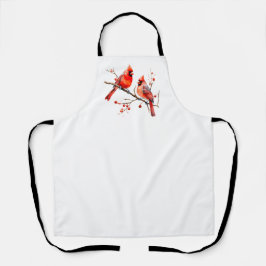 レッド（鳥）ショウジョウコウカンチョウバーズオンホリーツリーブランチ エプロン