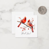 レッド（鳥）ショウジョウコウカンチョウバーズオンホリーツリーブランチ ノートカード (正面/裏面インサイチュ)
