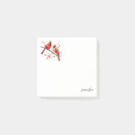 レッド（鳥）ショウジョウコウカンチョウバーズオンホリーツリーブランチ ポストイット