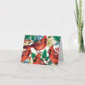 レッド（鳥）ショウジョウコウカンチョウバーズクリスマスウィンターホリデー サンキューカード (正面)