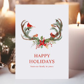 レッド(鳥)ショウジョウコウカンチョウバーズハッピーホリデーズディアー〔雄ジカの〕枝角 シーズンカード
