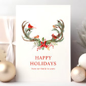 レッド(鳥)ショウジョウコウカンチョウバーズハッピーホリデーズディアー〔雄ジカの〕枝角 シーズンカード