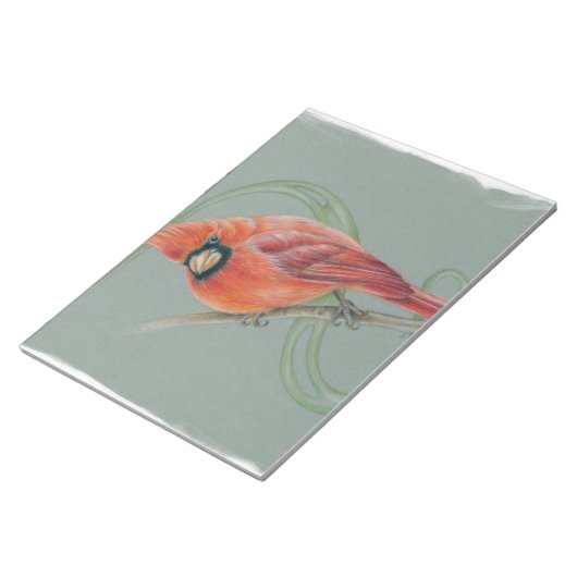 レッド（鳥）ショウジョウコウカンチョウバードアートスケッチ ノートパッド (アングル)