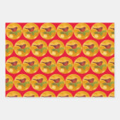 レッド(鳥)ショウジョウコウカンチョウバードアートラッピングクラフト紙 ラッピングペーパーシート (正面)