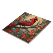 レッド(鳥)ショウジョウコウカンチョウバードインアールヌーボーアールデコスタイル タイル (側面)