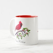 レッド（鳥）ショウジョウコウカンチョウバードオンツリーブランチ2トーンコーヒーM ツートーンマグカップ (正面左)