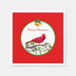 レッド（鳥）ショウジョウコウカンチョウバードオンツリーブランチ スタンダードカクテルナプキン