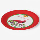 レッド（鳥）ショウジョウコウカンチョウバードオンツリーブランチ ペーパープレート (アングル)