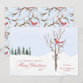 レッド（鳥）ショウジョウコウカンチョウバードクメリーリスマスフラットホリデーカード シーズンカード (正面/裏面)