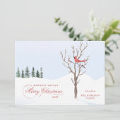 レッド（鳥）ショウジョウコウカンチョウバードクメリーリスマスフラットホリデーカード シーズンカード (スタンド正面)